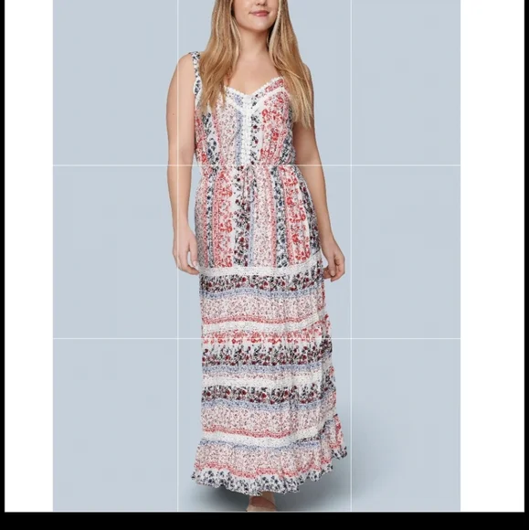 American Rag Womens Floral Tiered Lace Sleeveless Dress - White MULTI - Small